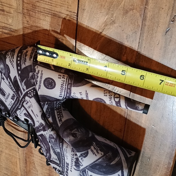 Pleaser Women's Money Print Heeled Boots - Picture 4 of 5